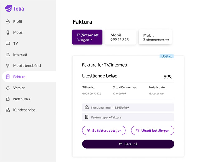 Utsette betaling faktura Min Side